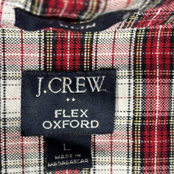J Crew Oxford Button Down Shirt Men's L Red Plaid Long Sleeve - Picture 6 of 9